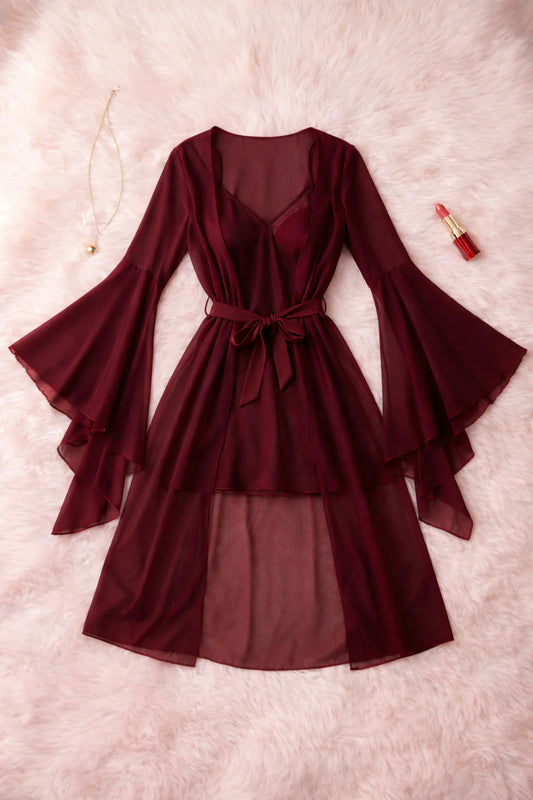 Elegant Sheer Tulle Lingerie Set with Robe | Zilli Store