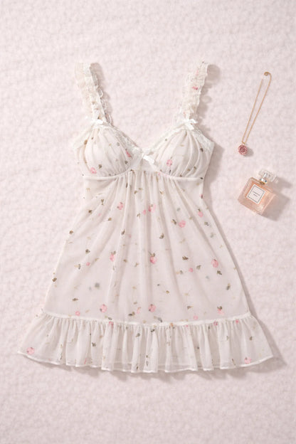 Floral Tulle Romantic Nightdress with Push up | Zilli Store