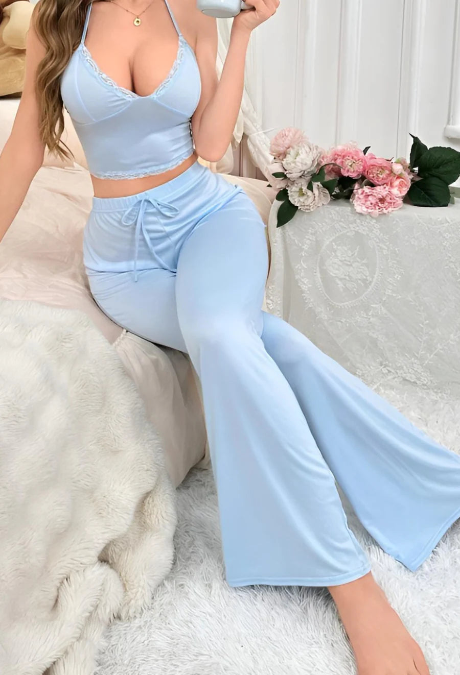 Femme 3053 Simple Design Cotton Pajama Set